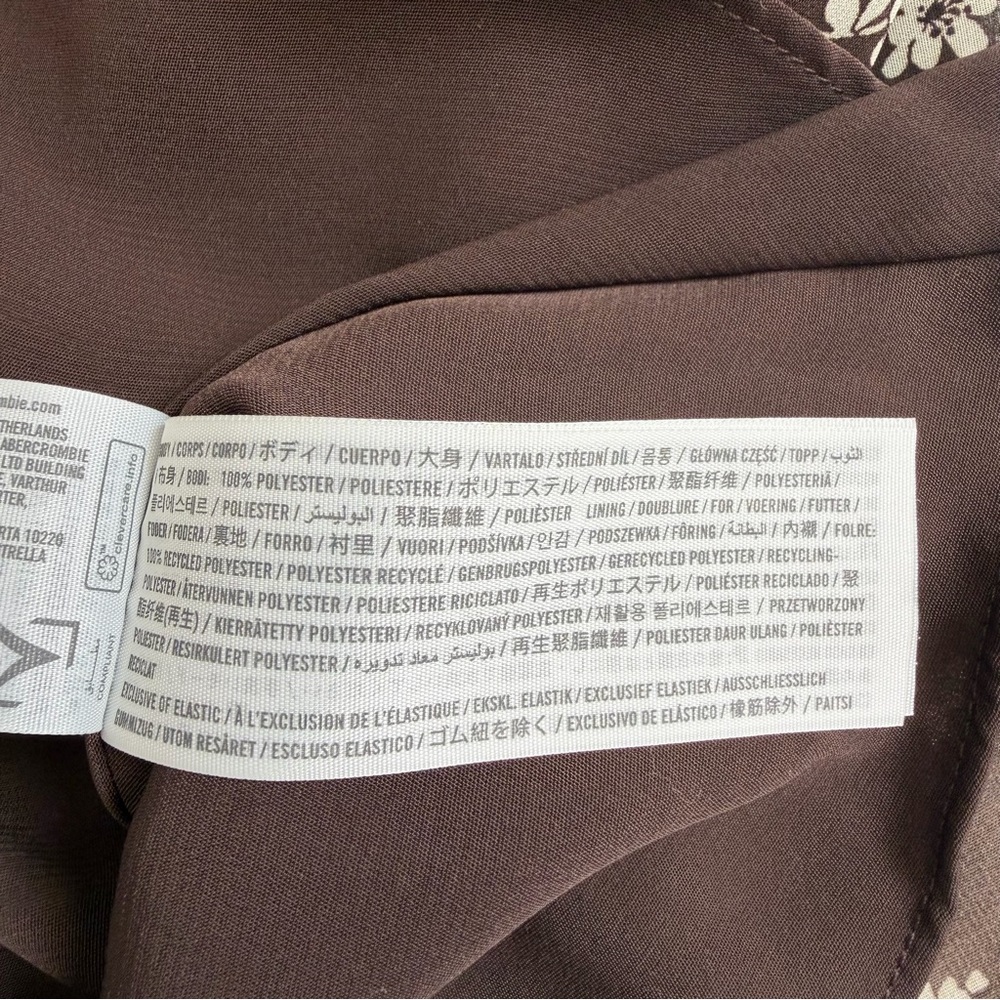 EUC Abercrombie Angel Sleeve Sheer Mini  Dress Brown Floral Cottagecore TALL - Picture 12 of 15